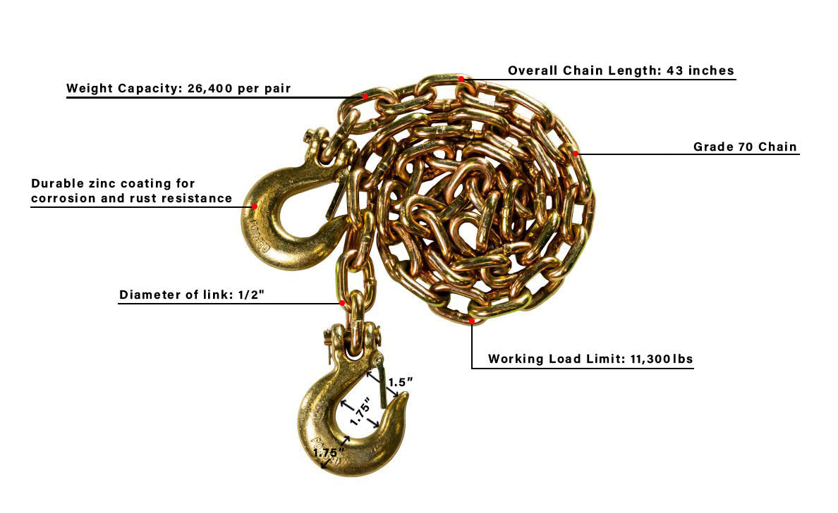 BulletProof Extreme Duty 1/2" Safety Chains (Pair) Design Specification