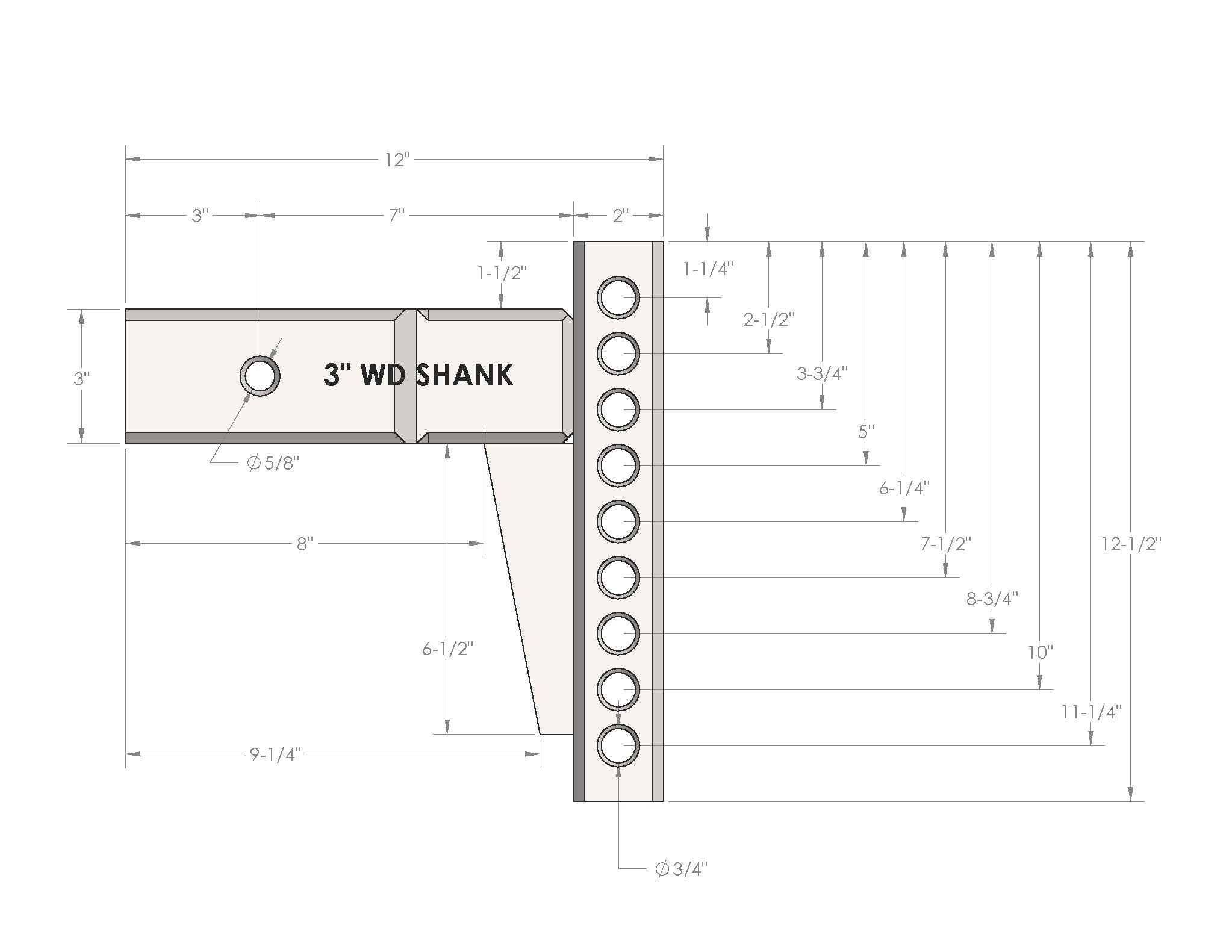 BulletProof 3" Weight Distribution Shank - ON BACKORDER Design Specification