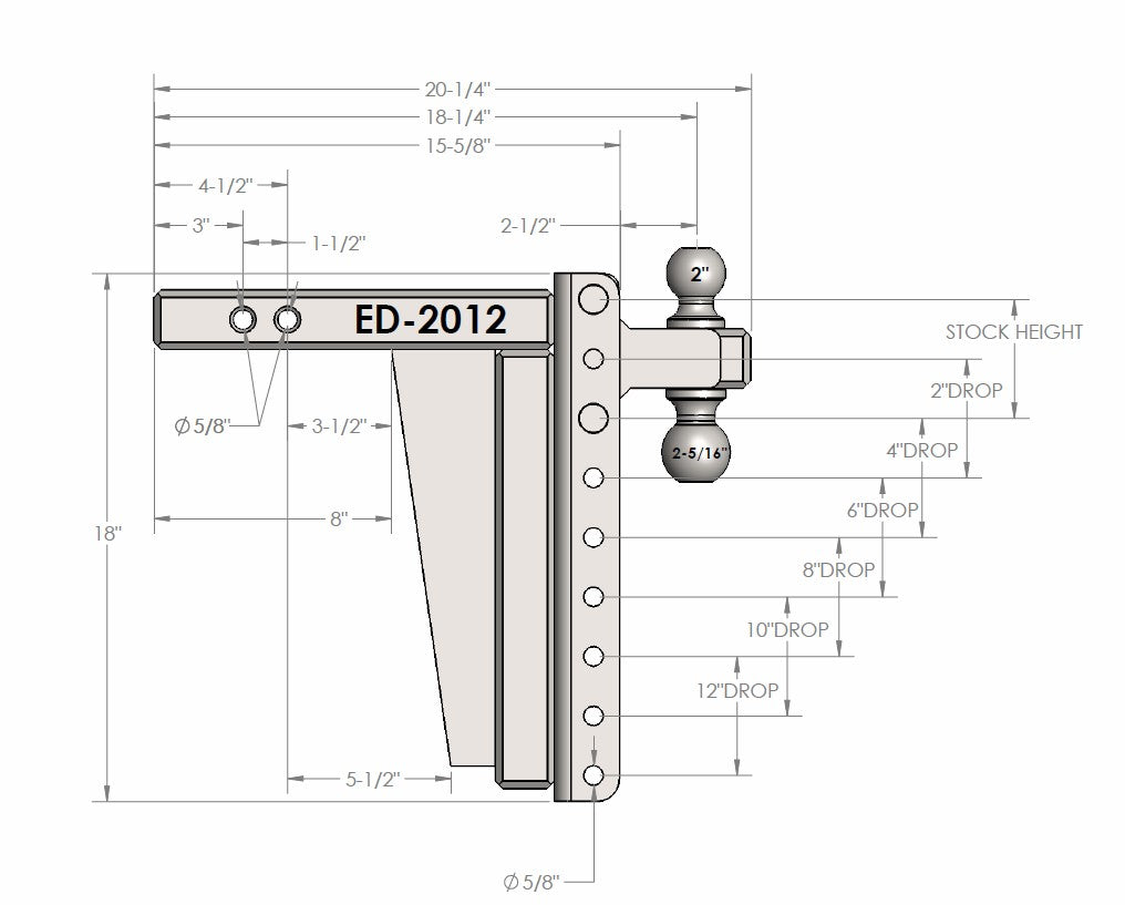 2.0" Extreme Duty 12" Drop/Rise Hitch Design Specification