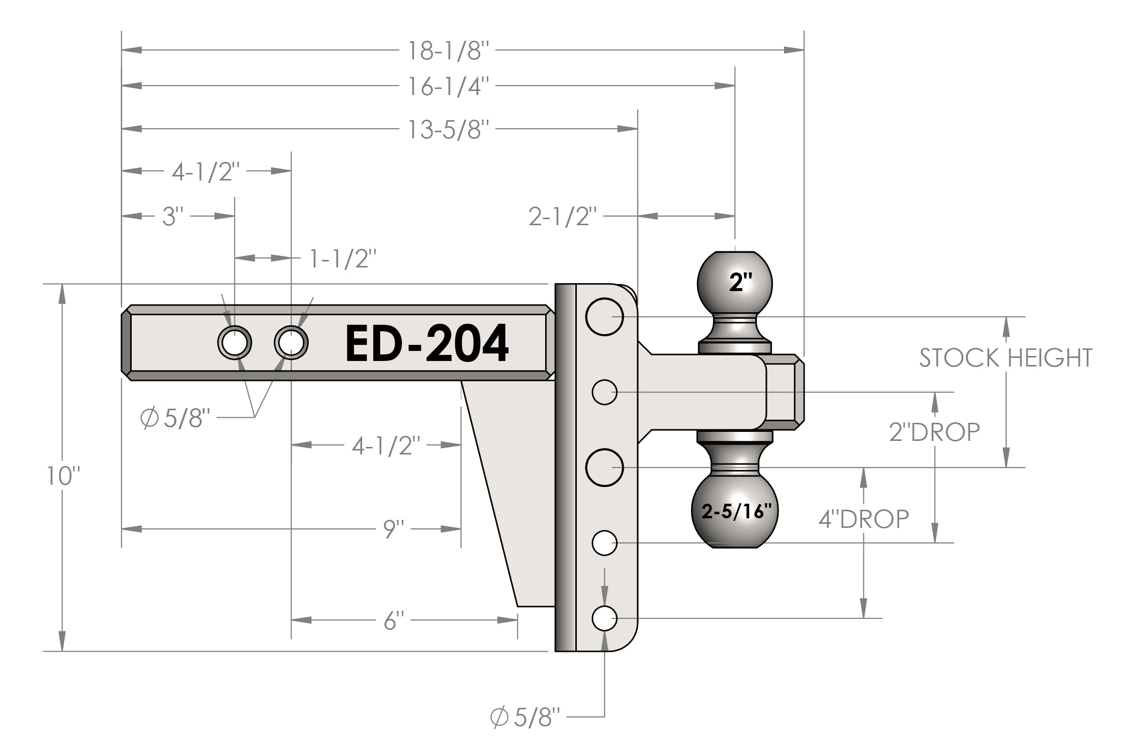 2.0" Extreme Duty 4" Drop/Rise Hitch Design Specification
