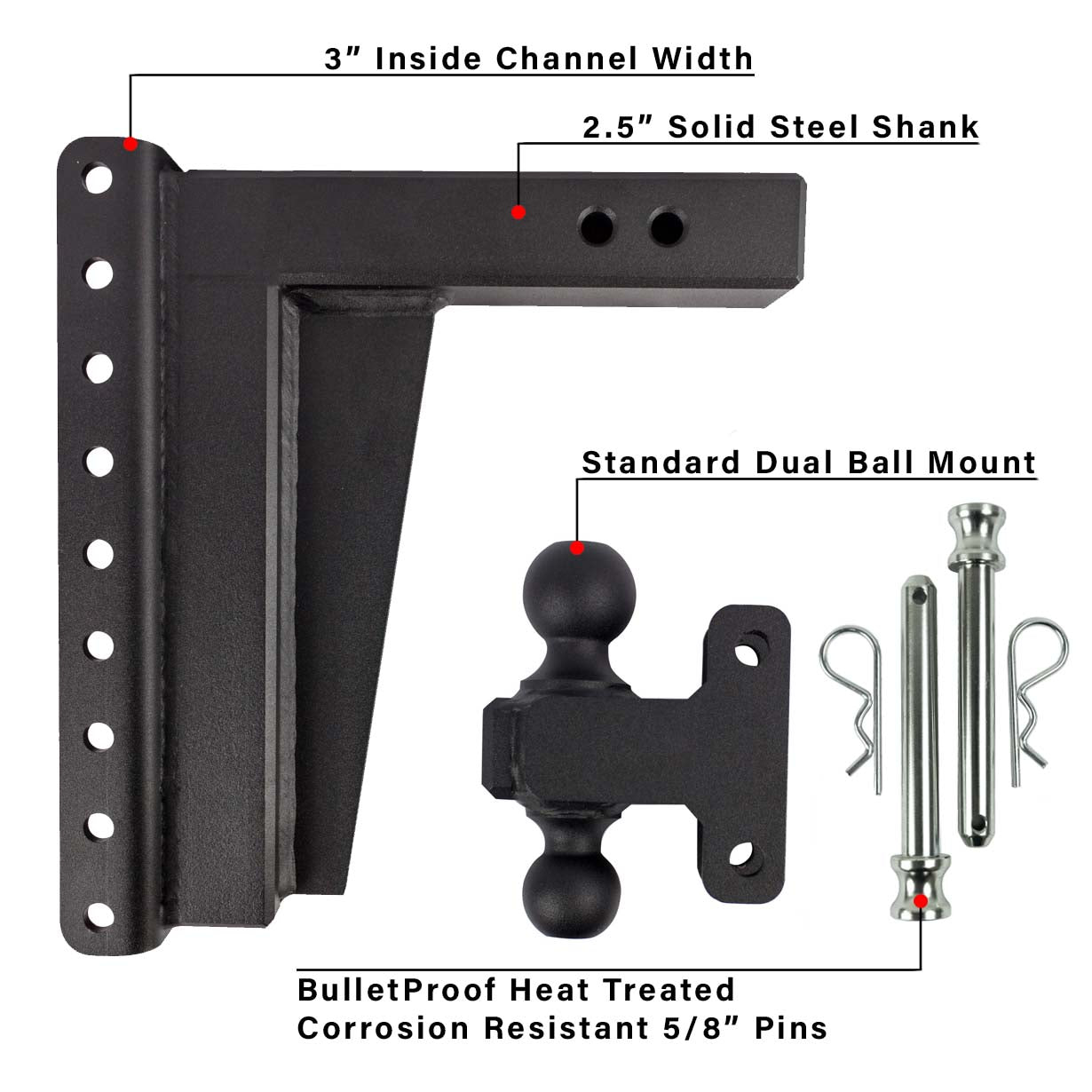 2.5" Extreme Duty 12" Drop/Rise Hitch Included Parts