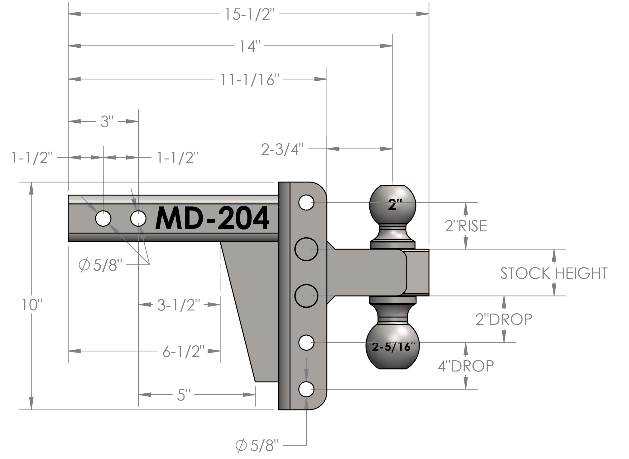 2.0" Medium Duty 4" Drop/Rise Hitch Design Specification