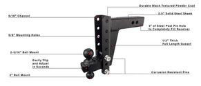 BulletProof 2.5 Inch Heavy Duty 8 Inch Drop/Rise Hitch