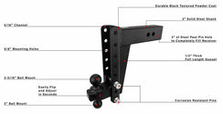 BulletProof 3.0 Inch Heavy Duty 10 Inch Drop/Rise Hitch