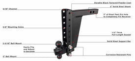 BulletProof 2.0 Inch Extreme Duty 12 Inch Drop/Rise Hitch