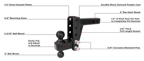 Bulletproof 2.0 Inch Medium Duty 4 Inch Drop/Rise Hitch