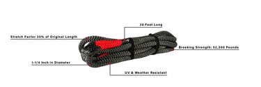 BulletProof Extreme Duty 1-1/4 Inch x 30' Kinetic Recovery Rope