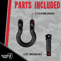 Bulletproof 1-1/4 Inch D-Ring Shackle 18 Ton Working Load Limit - Heavy Duty Recovery Shackle with 1-3/8 Inch Threaded Pin - Forged Steel - Black Powder Coat Finish