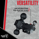 BulletProof Hitches - Medium Duty Sway Control Ball Mount with 2 Inch and 2-5/16 Inch Combination Ball - Rated to 14,000 lbs for Trailer Sway Control - Solid Steel, Black Powder Coat, Corrosion Resistant