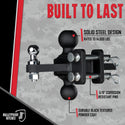 BulletProof Hitches - Medium Duty Sway Control Ball Mount with 2 Inch and 2-5/16 Inch Combination Ball - Rated to 14,000 lbs for Trailer Sway Control - Solid Steel, Black Powder Coat, Corrosion Resistant