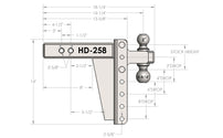 BulletProof 2.5 Inch Heavy Duty 8 Inch Drop/Rise Hitch
