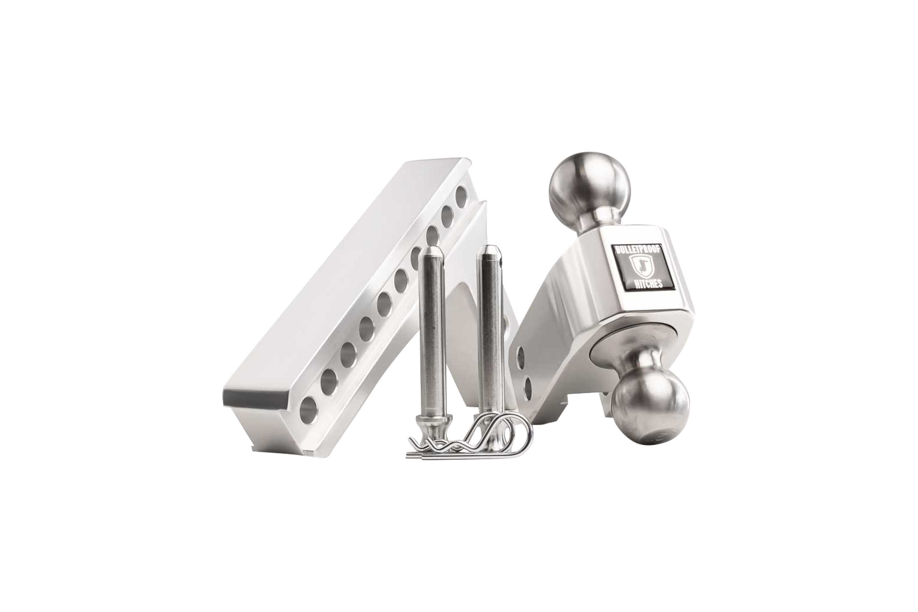 2.0 Inch Aluminum Medium Duty 6 Inch Drop/Rise Hitch - Stainless Steel Ball