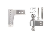 2.5 Inch Aluminum Medium Duty Hitch 4 Inch Drop/Rise w/ Stainless Steel Dual Ball