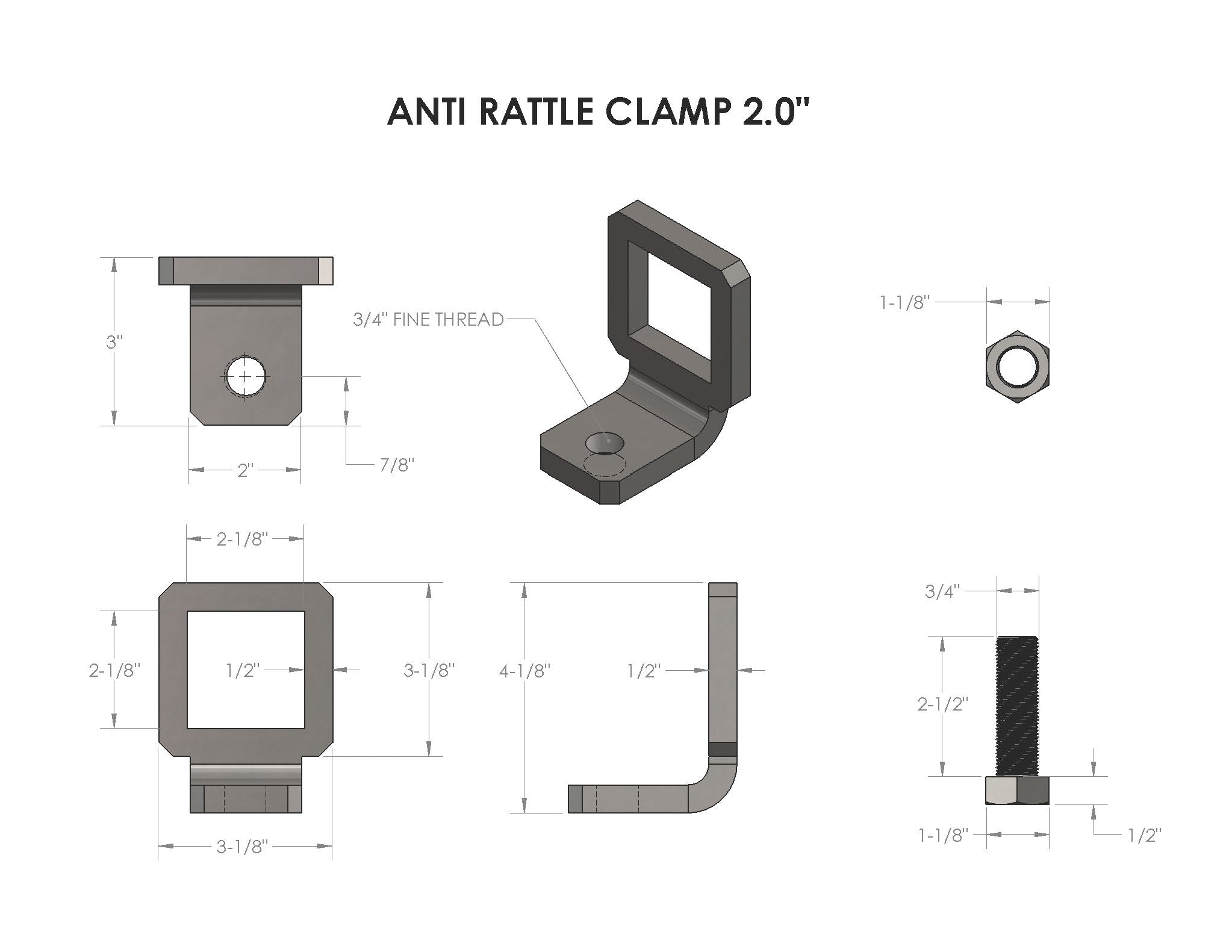 2-Inch BulletProof Anti-Rattle Clamp- Production Specifications