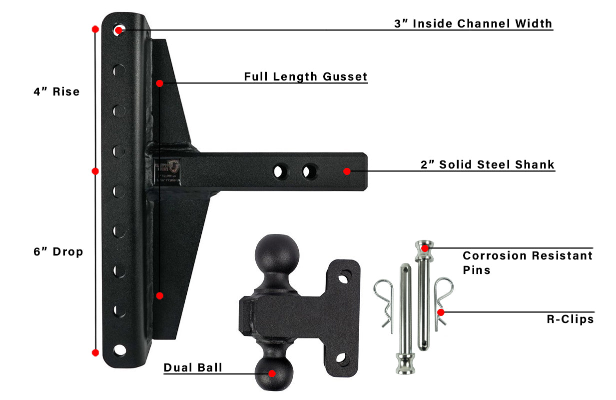 2.0" Heavy Duty 4" & 6" Offset Hitch Included Parts