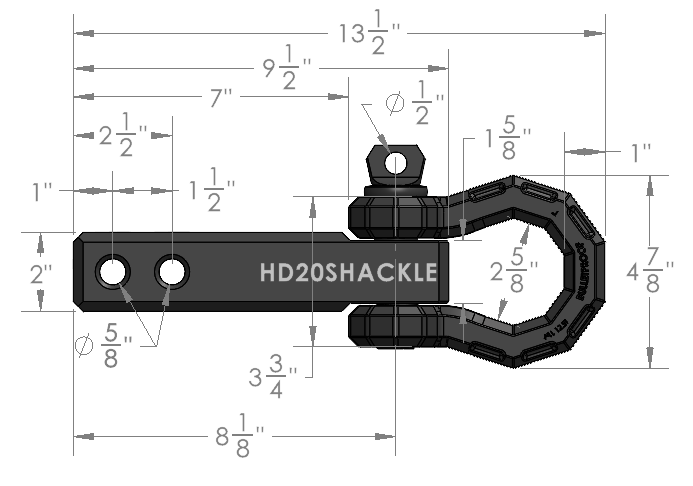 BulletProof 2.0-Inch Heavy Duty Receiver Shackle- Production Specifications