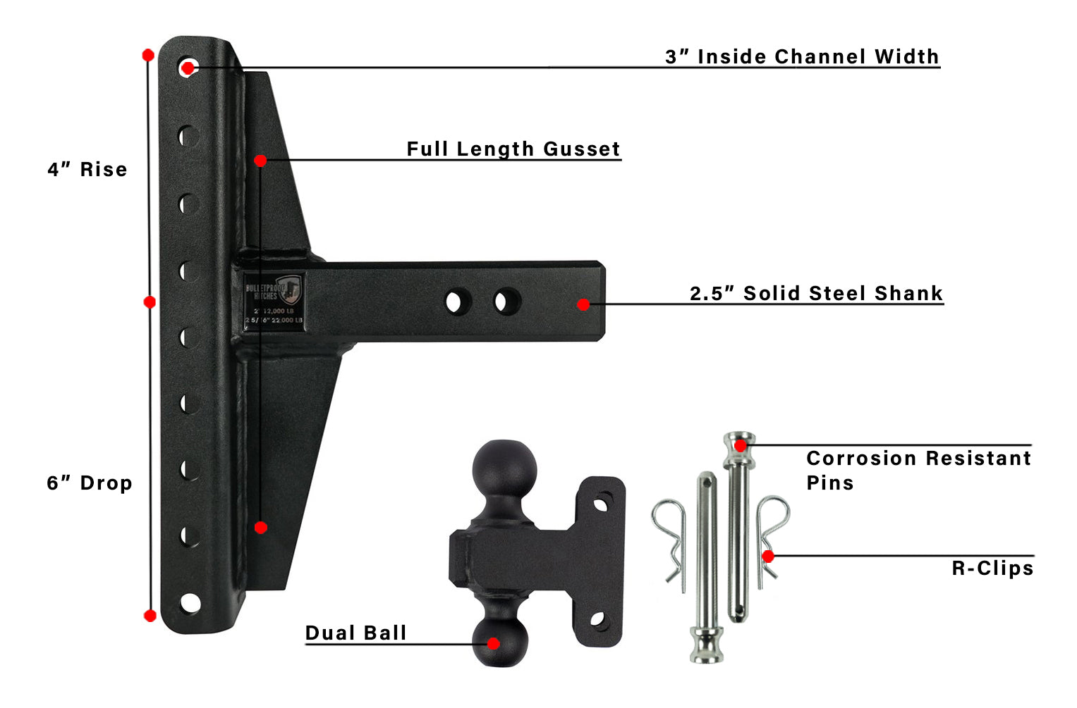 2.5-Inch Heavy Duty 4-Inch & 6-Inch Offset Hitch- Parts Included