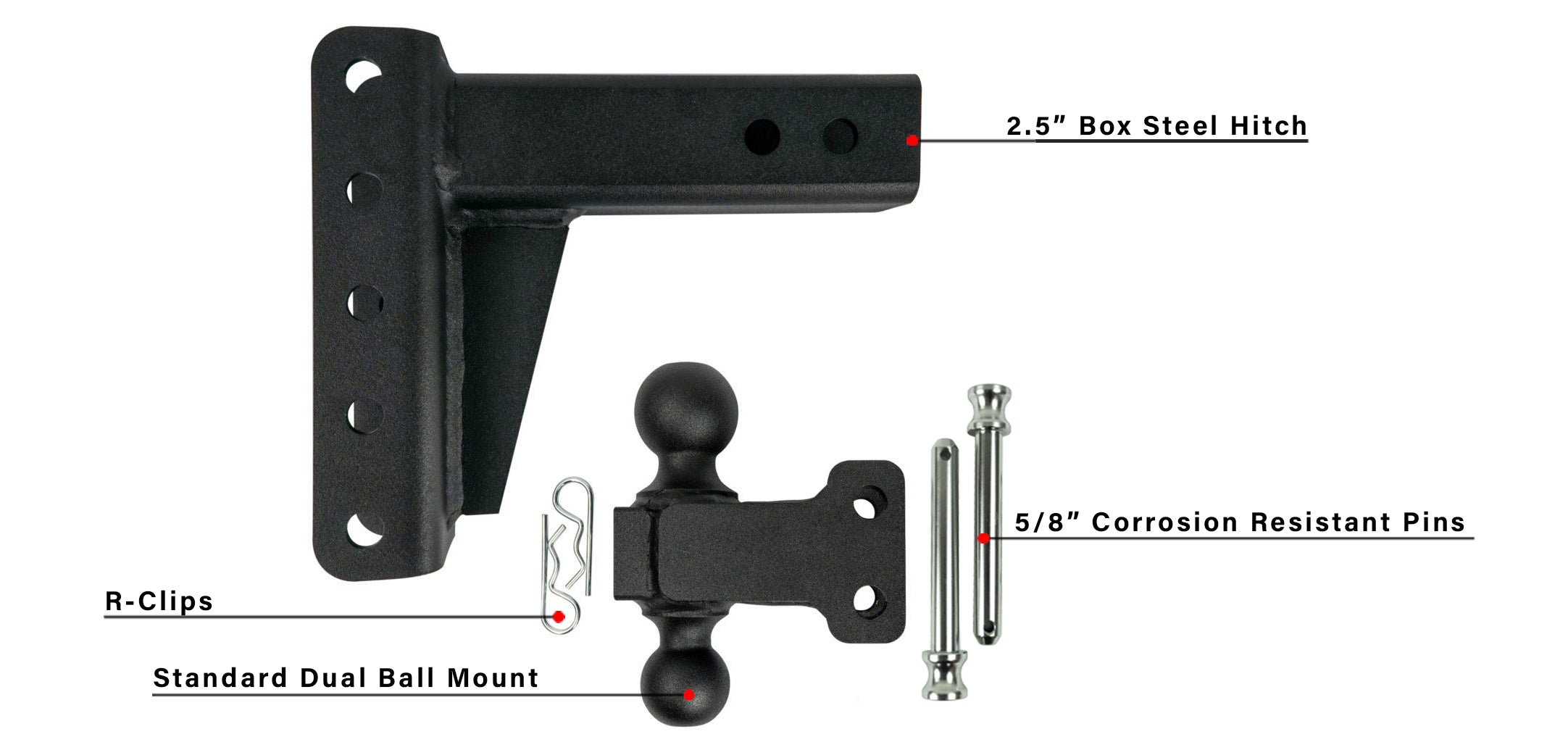 2.5-Inch Medium Duty 4-Inch Drop/Rise Hitch- Parts Included
