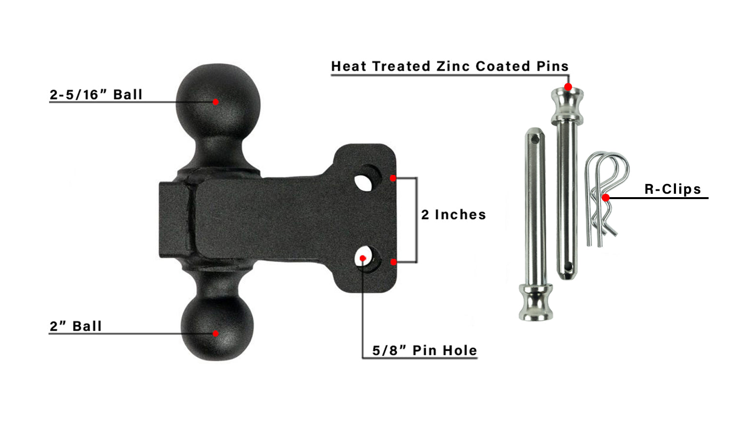 BulletProof Medium Duty 2" & 2 5/16" Dual Ball Included Parts