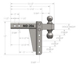 BulletProof 2.0 Inch Medium Duty 6 Inch Drop/Rise Hitch