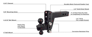 BulletProof 2.5 Inch Heavy Duty 4 Inch Drop/Rise Hitch