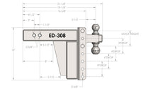 BulletProof 3.0 Inch Extreme Duty 8 Inch Drop/Rise Hitch