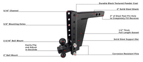 BulletProof 2.0 Inch Extreme Duty 10 Inch Drop/Rise Hitch