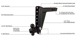 BulletProof 2.0 Inch Heavy Duty 10 Inch Drop/Rise Hitch