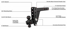 Features of 2.0 Inch Extreme Duty 6 Inch Drop/Rise Hitch
