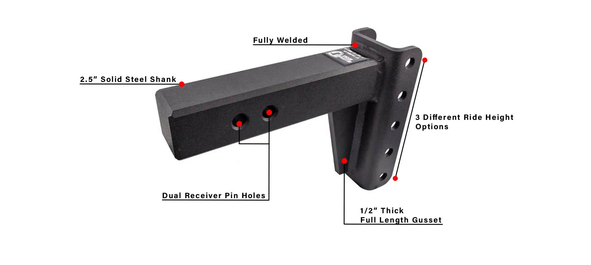 2.5-Inch Extreme Duty 4-Inch Drop/Rise Hitch- Shank Information