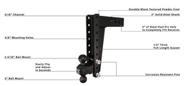 BulletProof 3.0 Inch Heavy Duty 12 Inch Drop/Rise Hitch