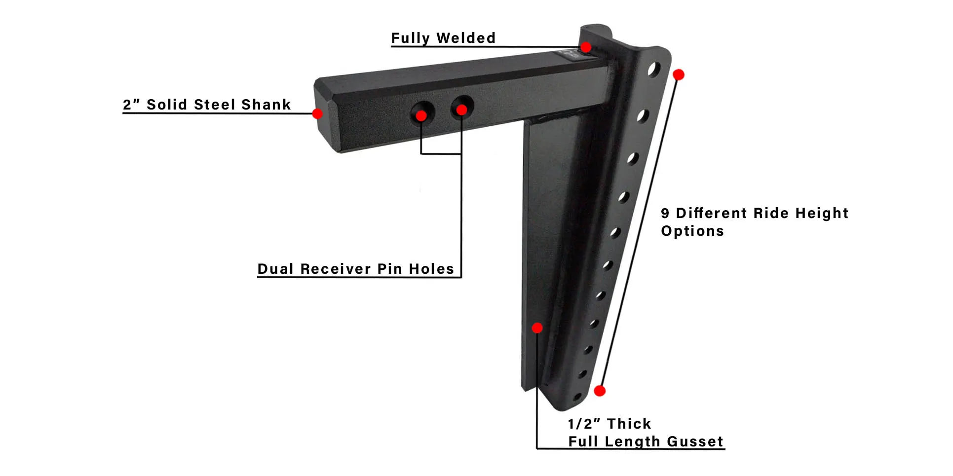 2.0-Inch Heavy Duty 16-Inch Drop/Rise Hitch- Shank Information