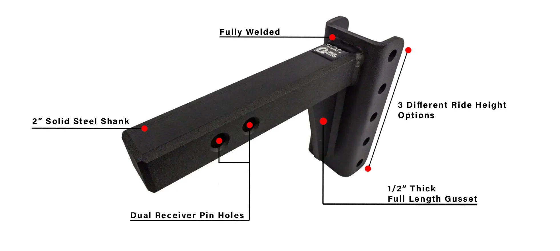 2.0-Inch Heavy Duty 4-Inch Drop/Rise Hitch- Shank Information