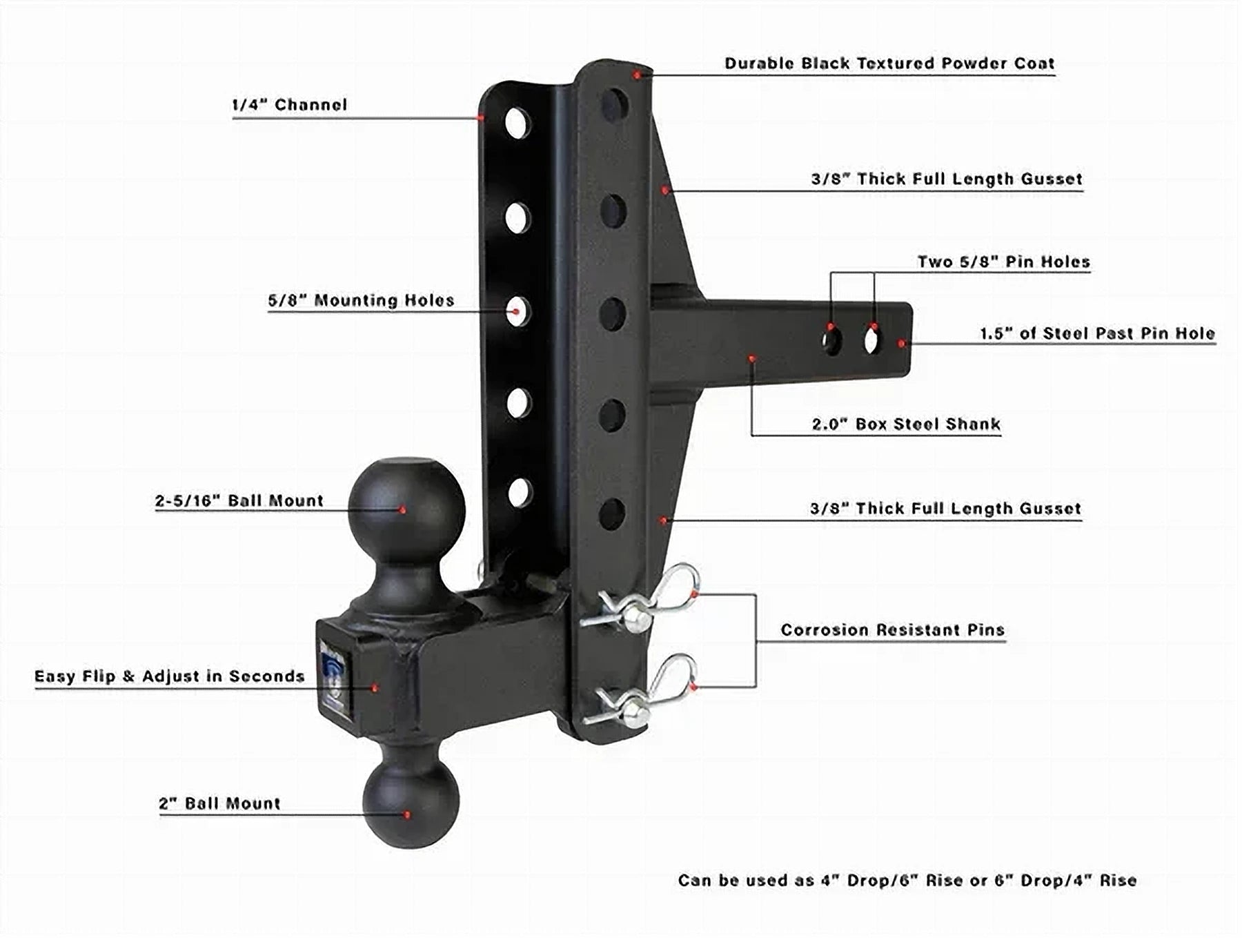2.0-Inch Heavy Duty 4-Inch & 6-Inch Offset Hitch- Production Description