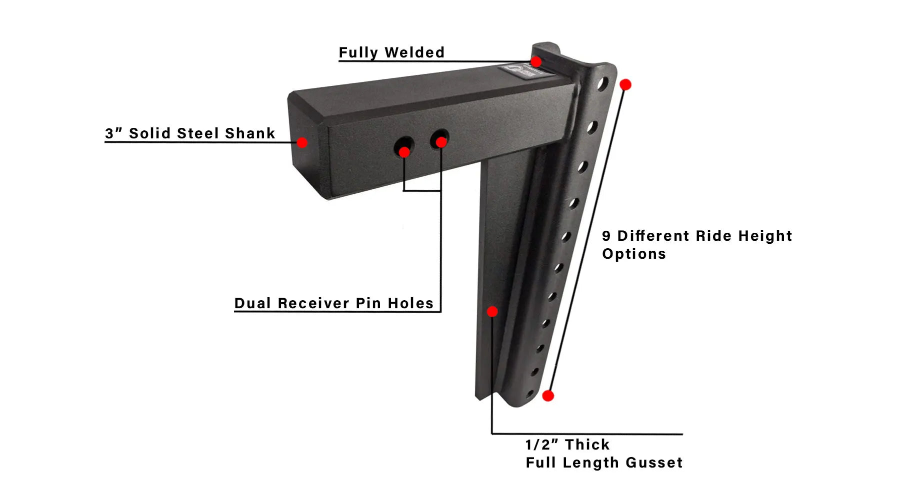 3.0-Inch Heavy Duty 16″ Drop/Rise Hitch- Shank Information