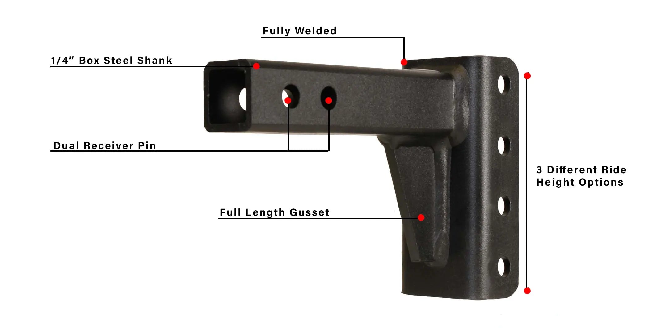 2.0-Inch Medium Duty 2-Inch Drop/Rise Hitch- Shank Information
