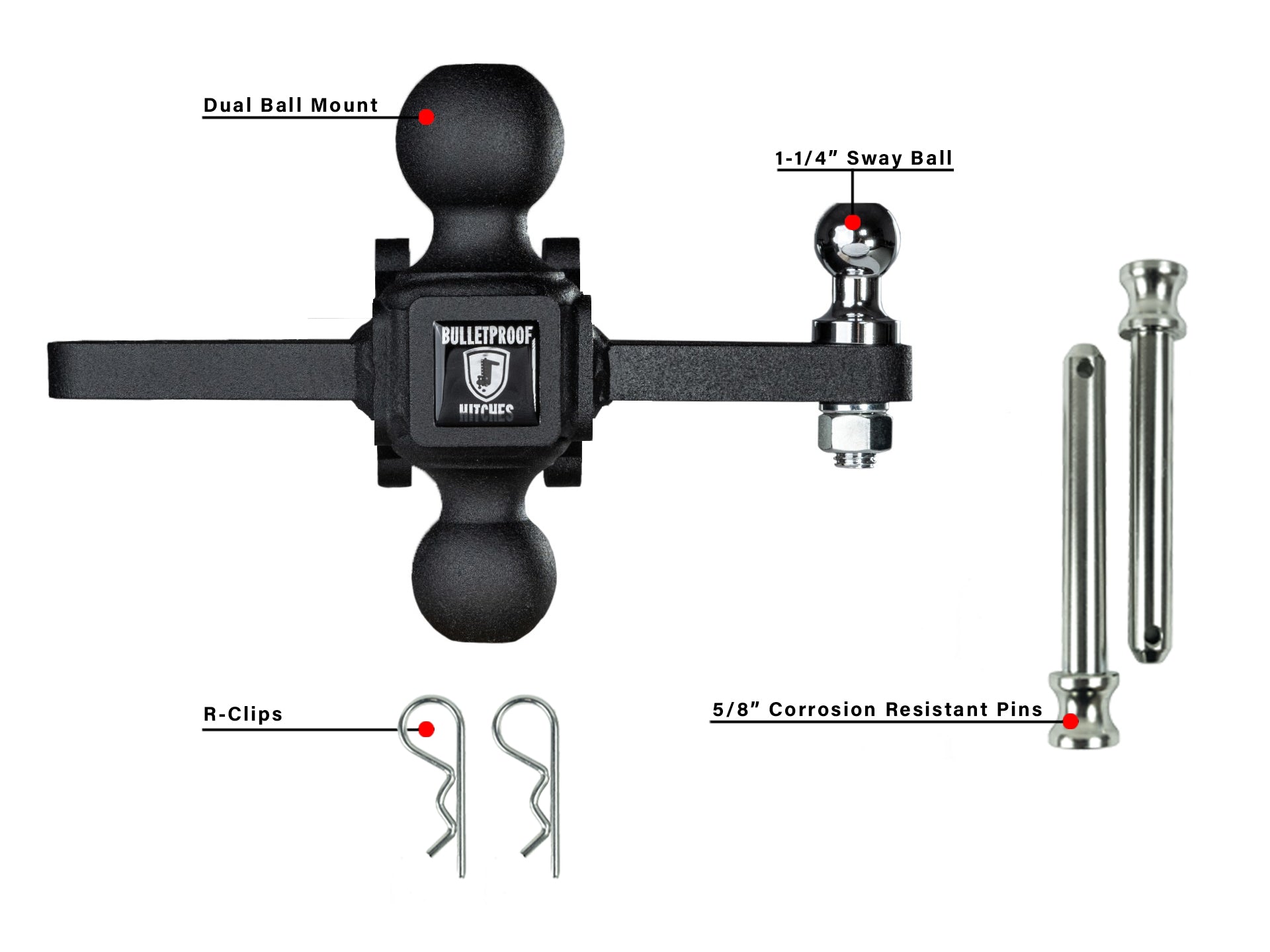 BulletProof Medium Duty Sway Control Ball Mount- Parts Included