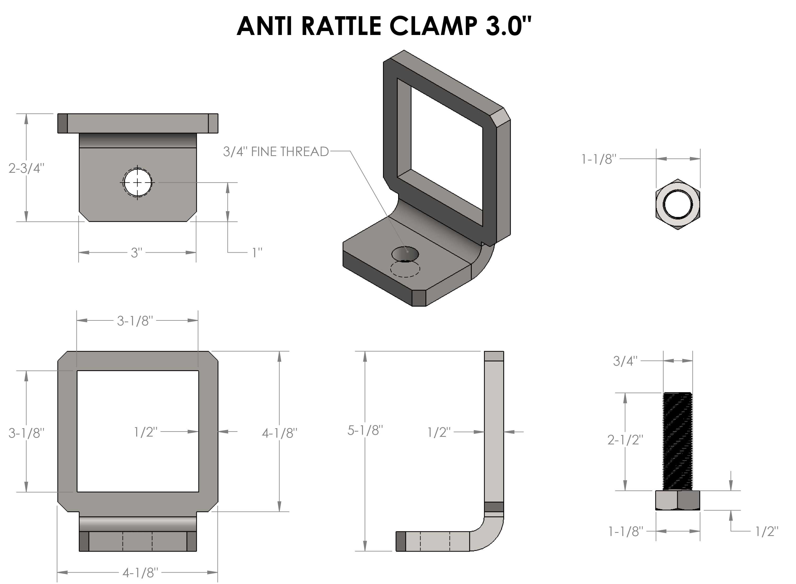 3.0-Inch BulletProof Anti-Rattle Clamp- Production Specifications