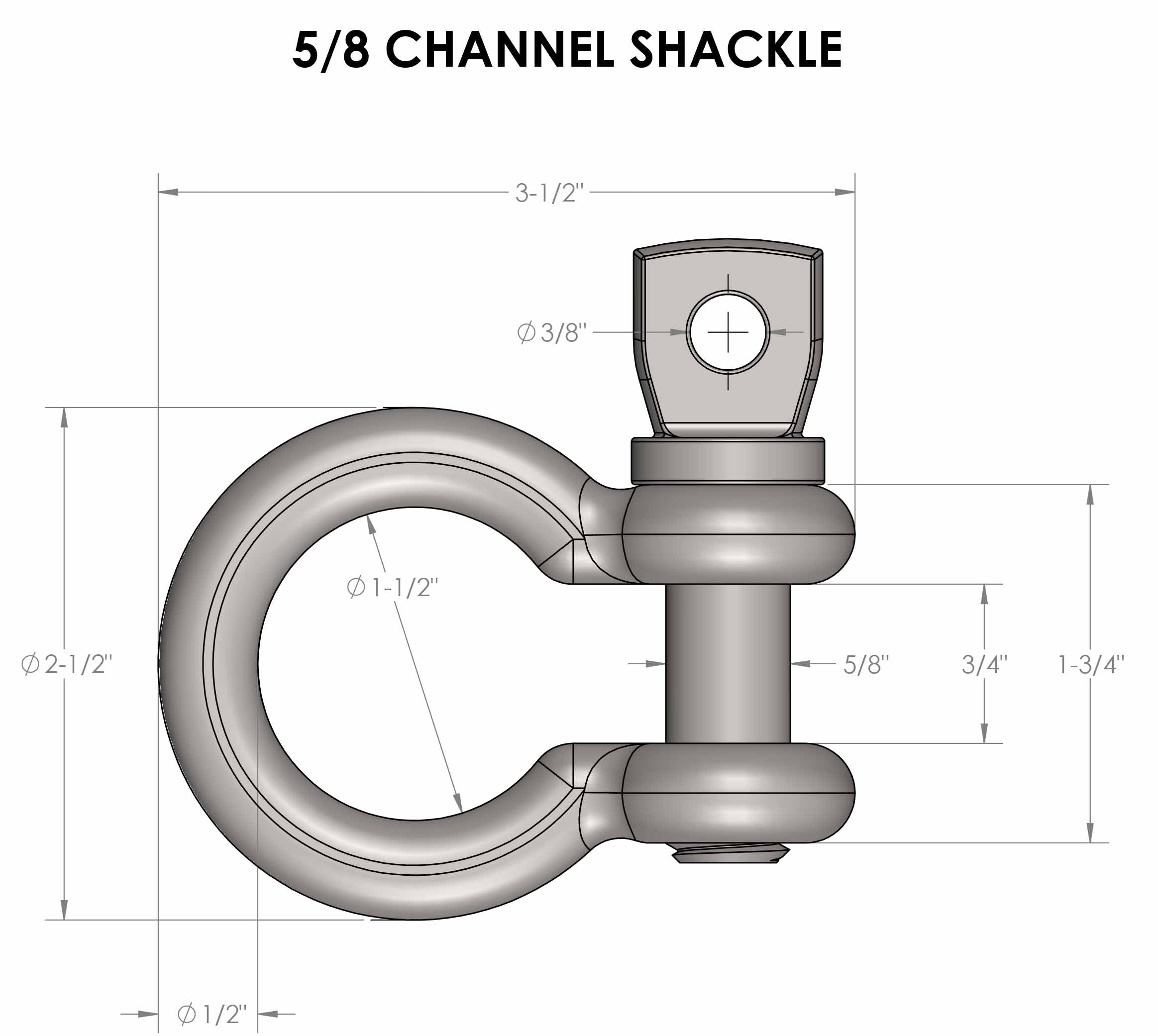 BulletProof 5/8" Channel Shackles for Safety Chains (Pair) Design Specification