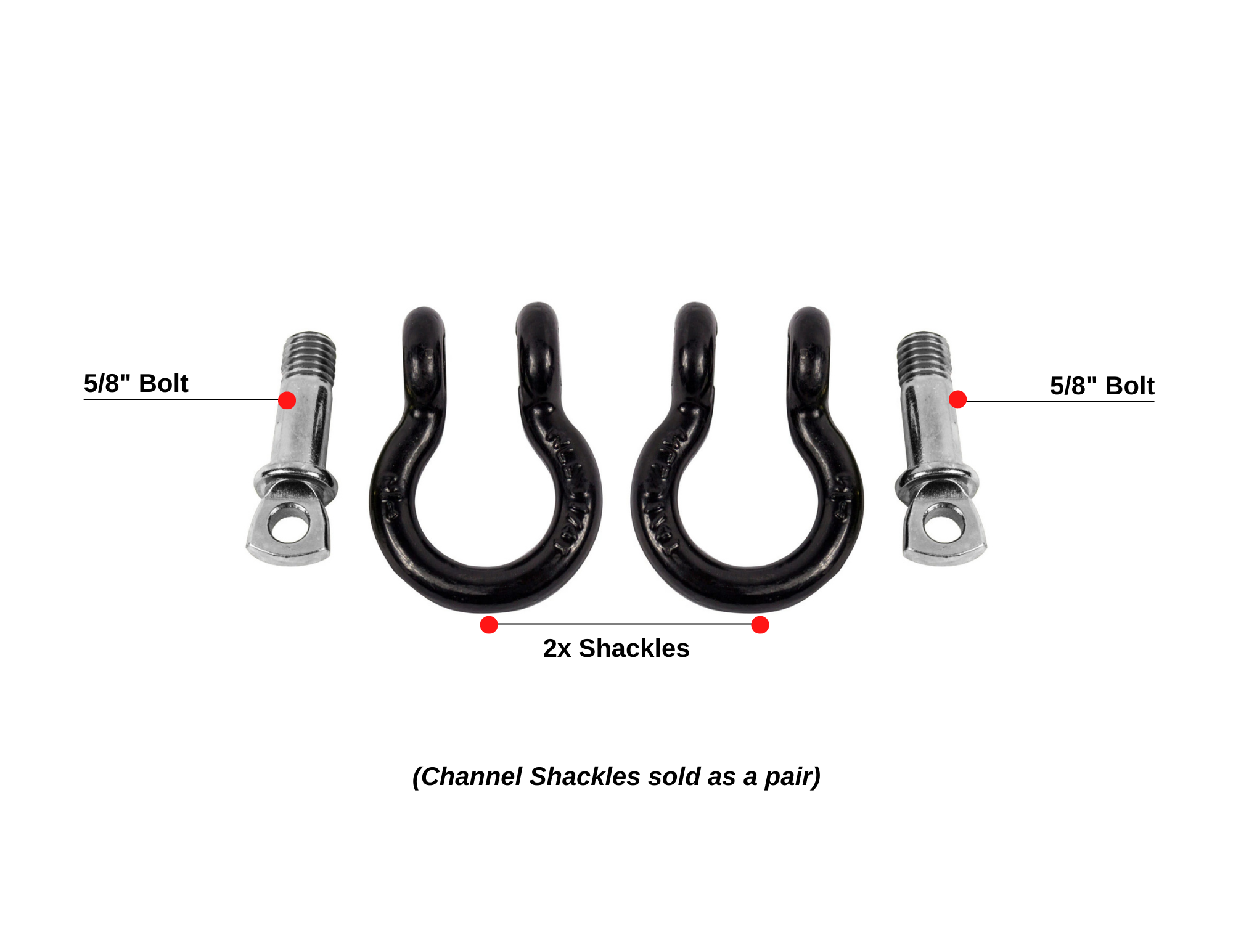 BulletProof 5/8" Channel Shackles for Safety Chains (Pair) Included Parts