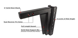 Features of 2.0 Inch Extreme Duty 10 Inch Drop/Rise Hitch