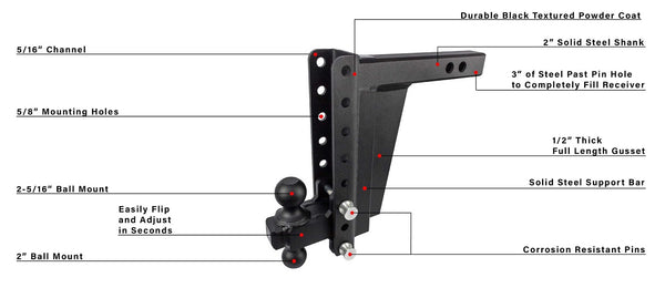 2.0" Extreme Duty 10" Drop/Rise Hitch