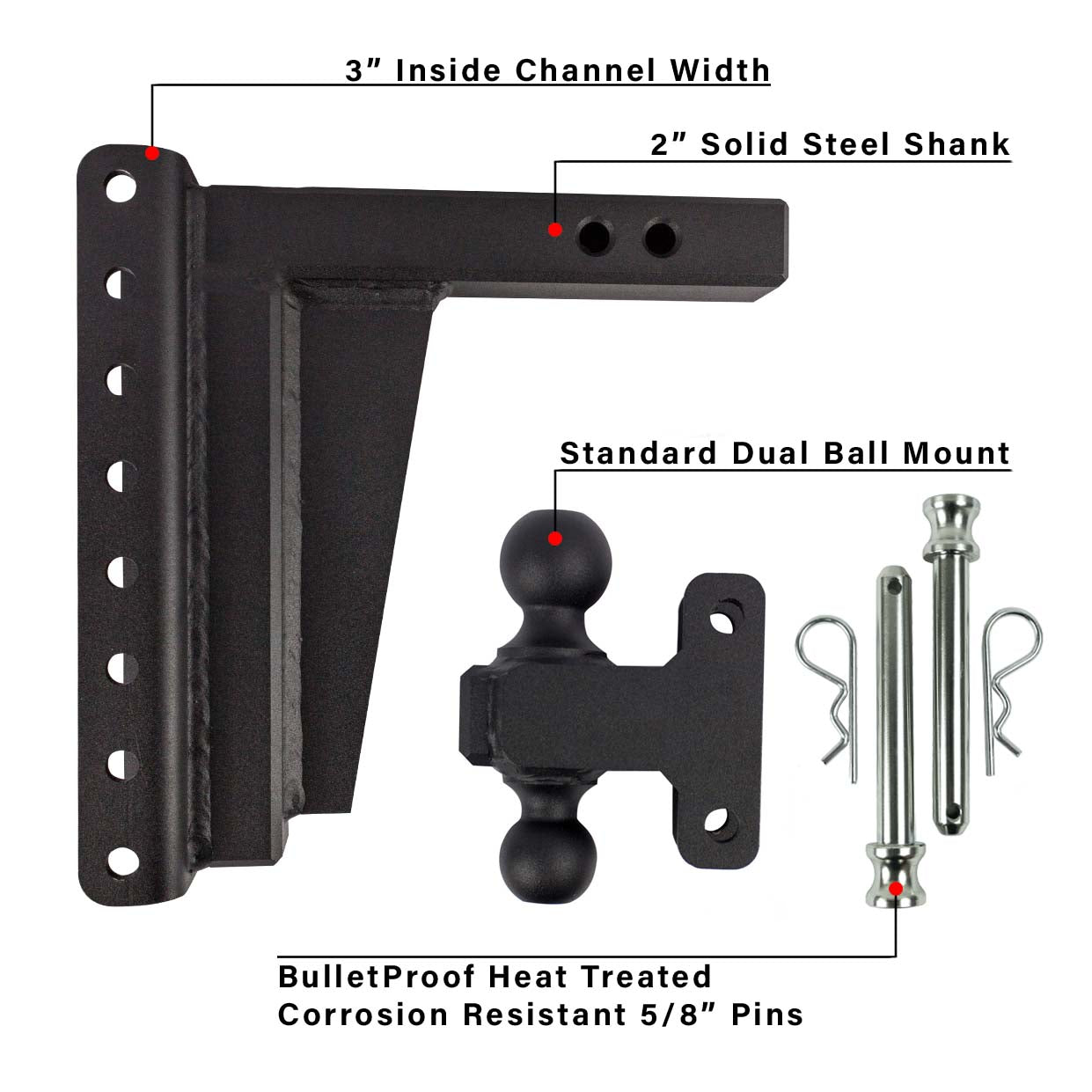 2.0-Inch Extreme Duty 10-Inch Drop/Rise Hitch- Parts Included
