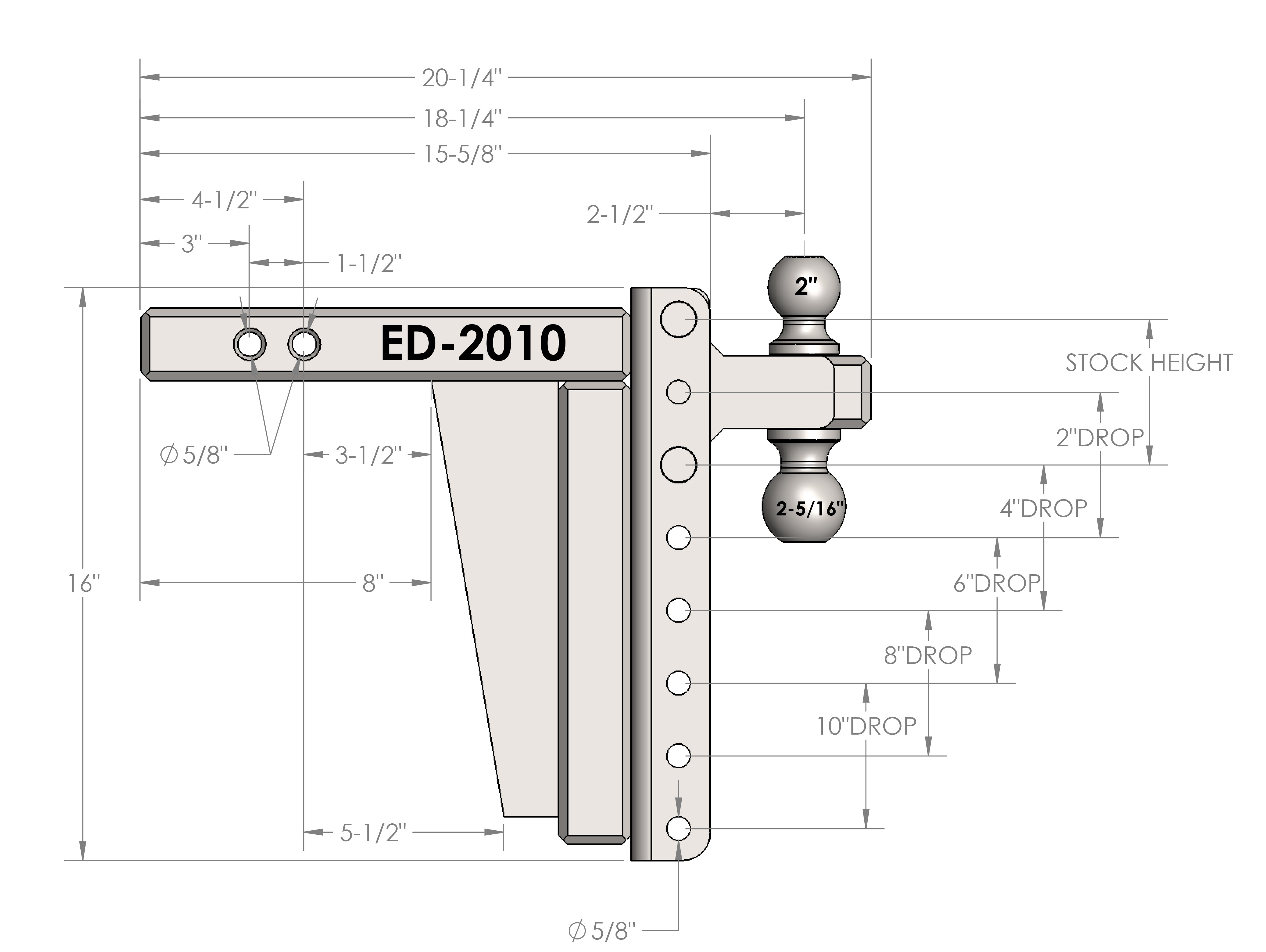 2.0" Extreme Duty 10" Drop/Rise Hitch Design Specification