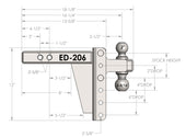 Features of 2.0 Inch Extreme Duty 6 Inch Drop/Rise Hitch