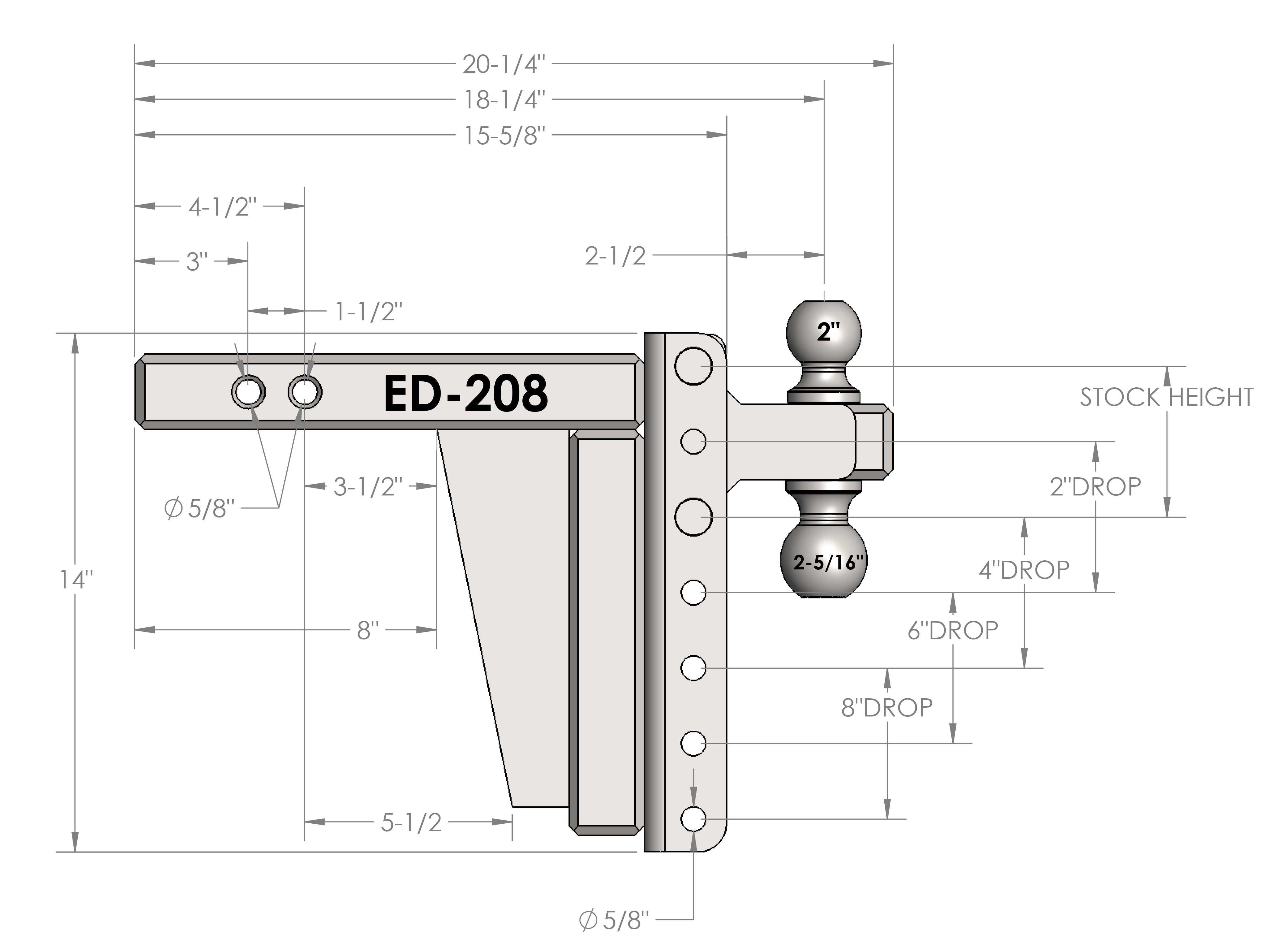 2.0" Extreme Duty 8" Drop/Rise Hitch Design Specification