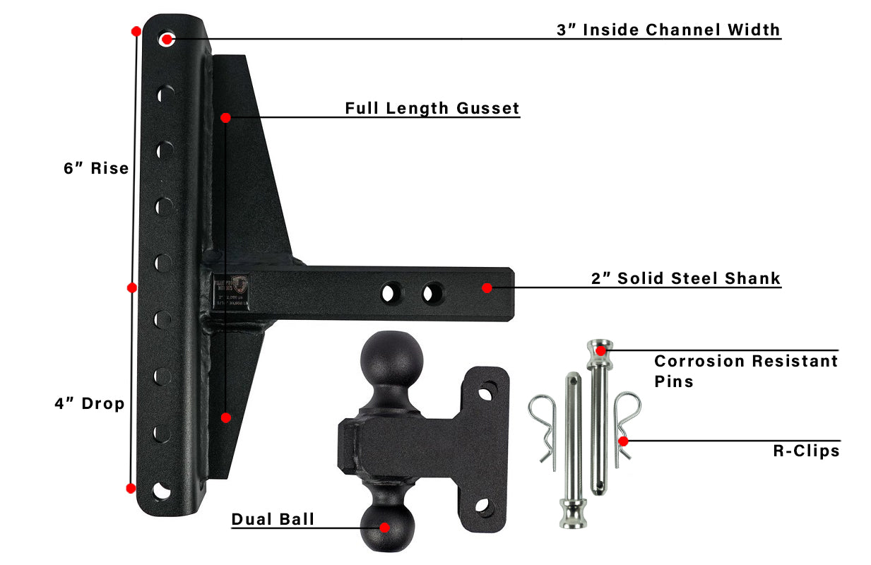 2.0-Inch Extreme Duty 4-Inch & 6-Inch Offset Hitch- Parts Included