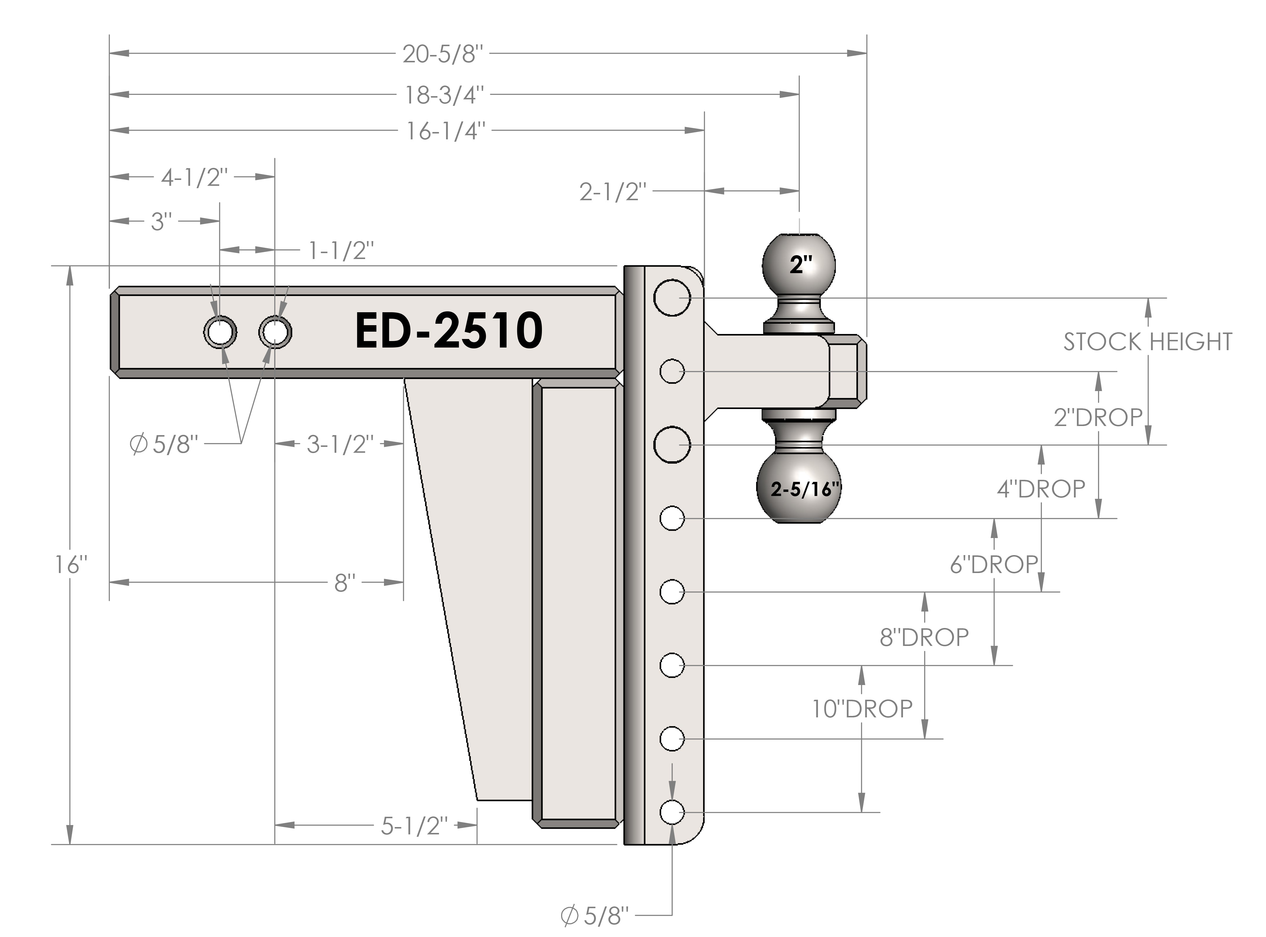 2.5-Inch Extreme Duty 10-Inch Drop/Rise Hitch- Production Specifications