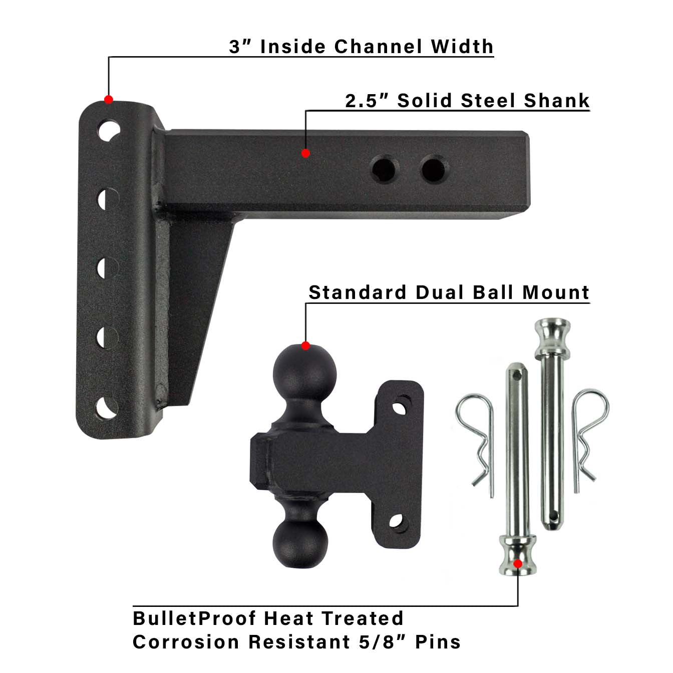 2.5-Inch Extreme Duty 4-Inch Drop/Rise Hitch- Parts Included