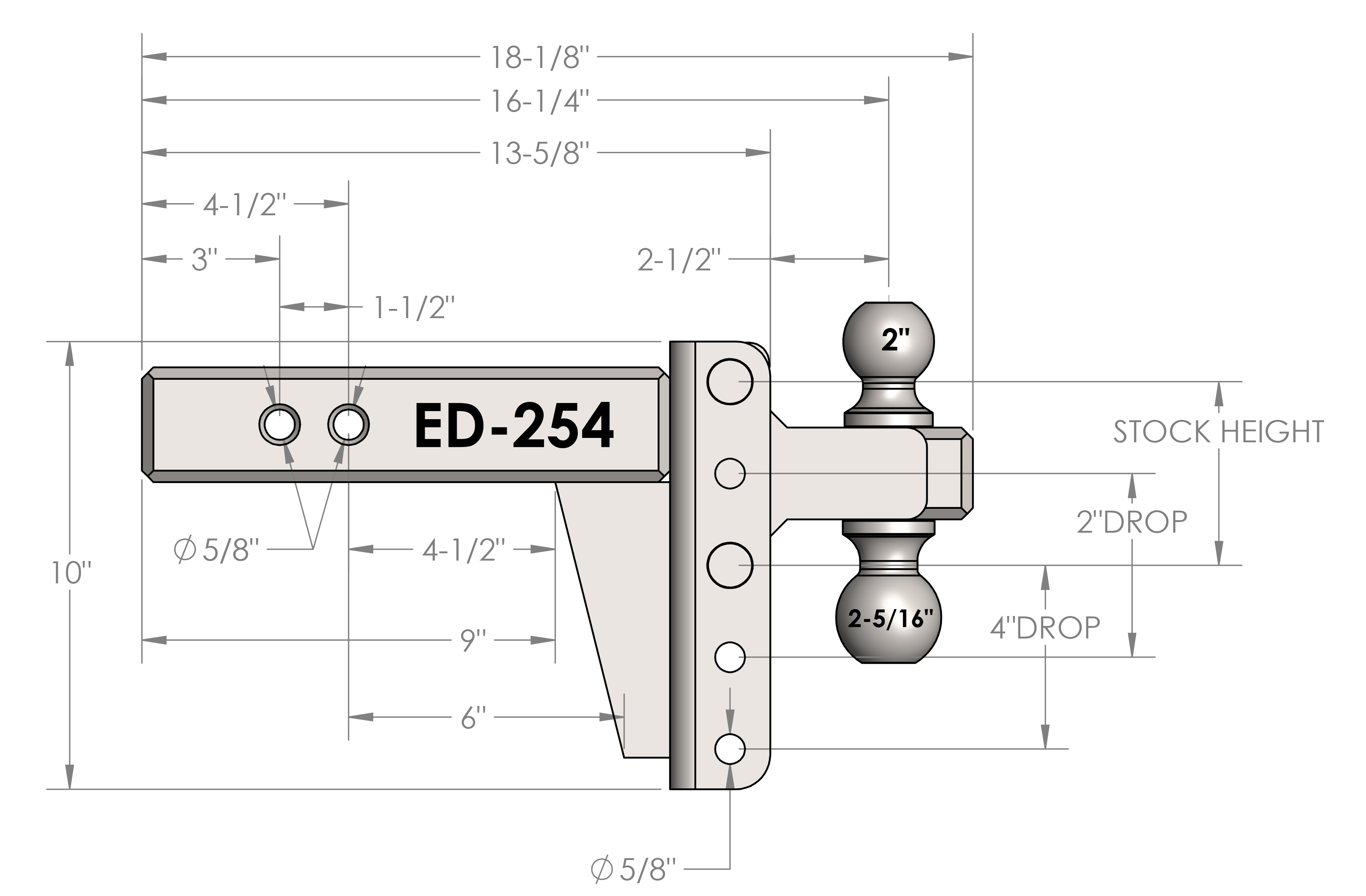 2.5" Extreme Duty 4" Drop/Rise Hitch Design Specification